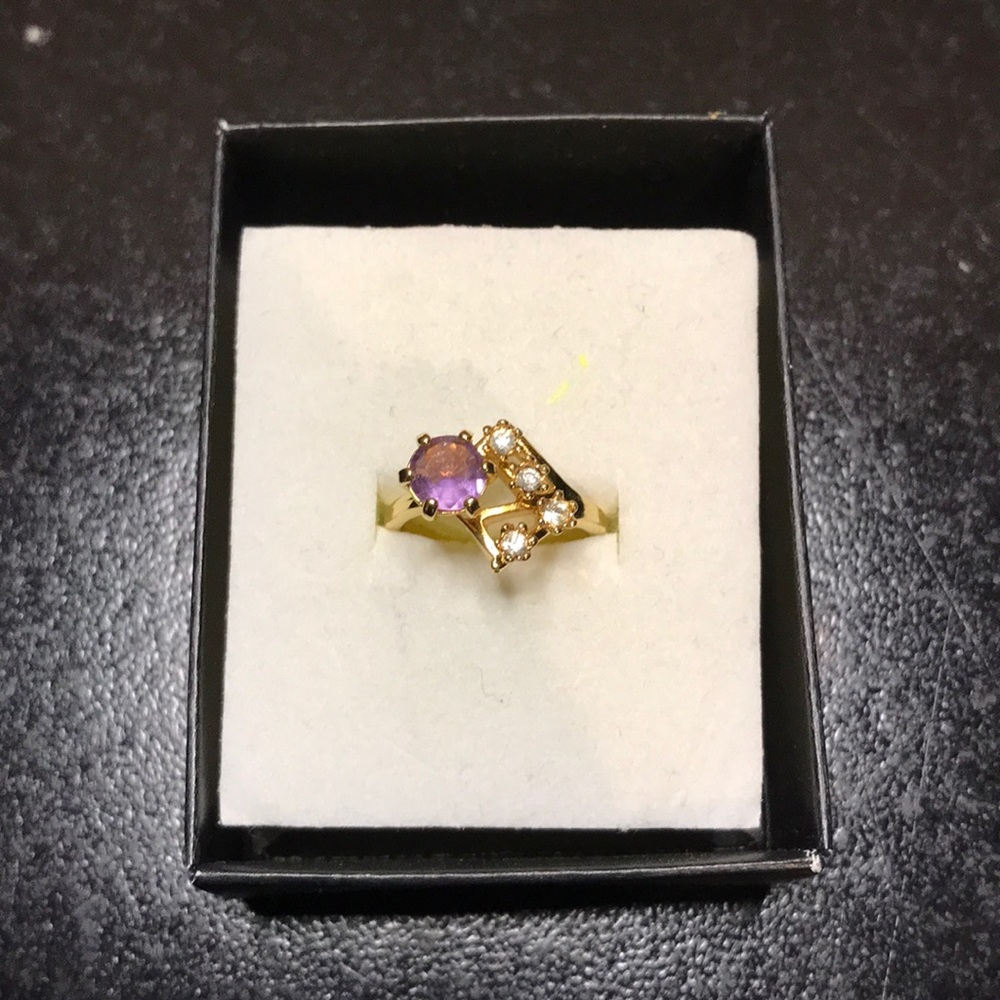 Yellow Gold Plated Ring - CZ Cluster - Size 7